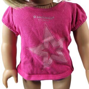 American Girl Atlanta Top Pink Short Sleeve Hook Loop Silver Star For 18" Dolls
